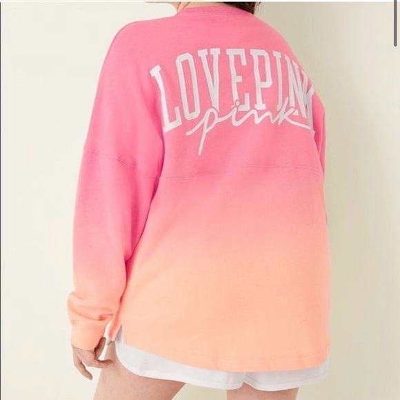 Victoria’s Secret PINK Sweatshirt Varsity Logo Crewneck Pullover Oversized S NWT - Picture 1 of 12